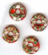 4 16x5mm Red Cloisonné Donuts